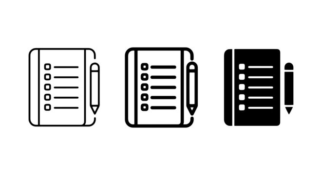 set of notebook and pen silhouettes in vector format