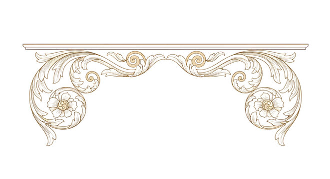 Ornate gold console table, luxury furniture, decorative bracket, elegant floral design