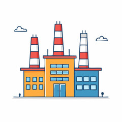 Fototapeta premium Cartoon Factory with Smokestacks