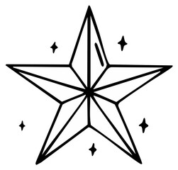 Obraz premium Simple Geometric Star with Sparkling Accents Hand Drawn Illustration