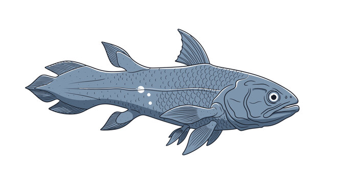 Ancient coelacanth fish illustration isolated on white background