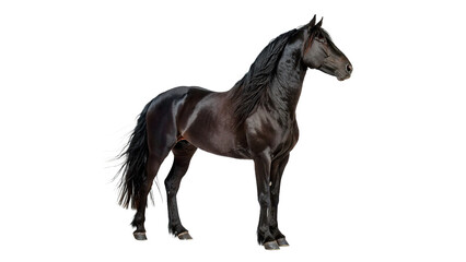 Fototapeta premium Black Friesian Horse isolated on transparent background cut out