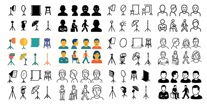 Photography equipment and people icons