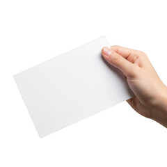 Fototapeta premium Hand holding a blank white envelope Isolated transparent Png.