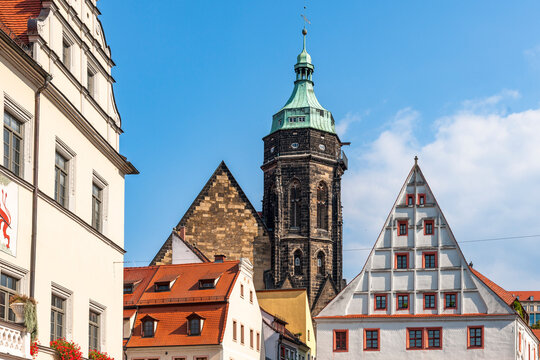 St Marys Church at the market square in Pirna Germany