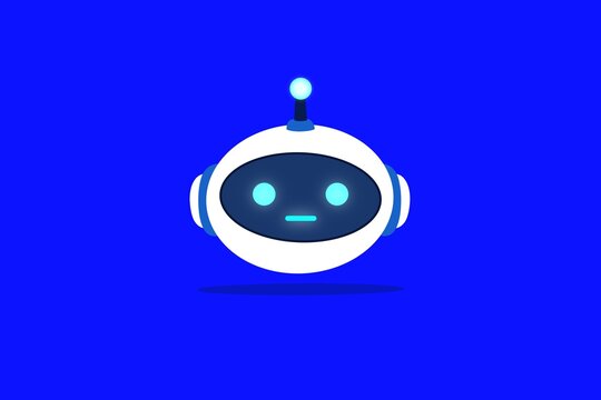 Artificial intelligence virtual assistant chatbot on blue background