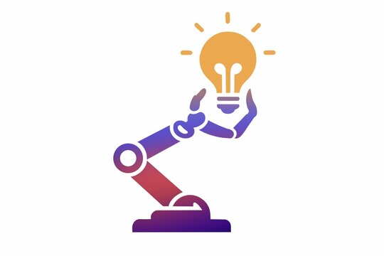 Robotic arm holding a light bulb symbolizing innovation