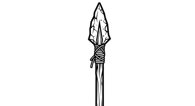 Hand drawn spear illustration against a white background for various uses