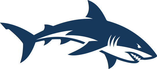 Fototapeta premium Fierce shark illustration with sharp teeth and jagged fins vector can Editable