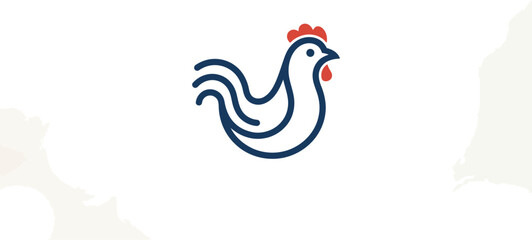 Fototapeta premium Rooster profile minimalist blue line graphic vector can Editable