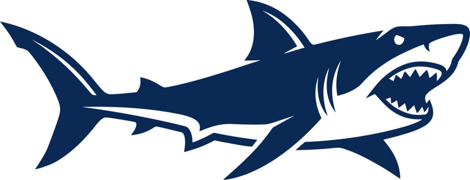 Predatory shark profile attacking with wide mouth vector can Editable