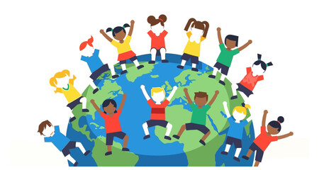 Fototapeta premium Children around the world illustration on transparent background