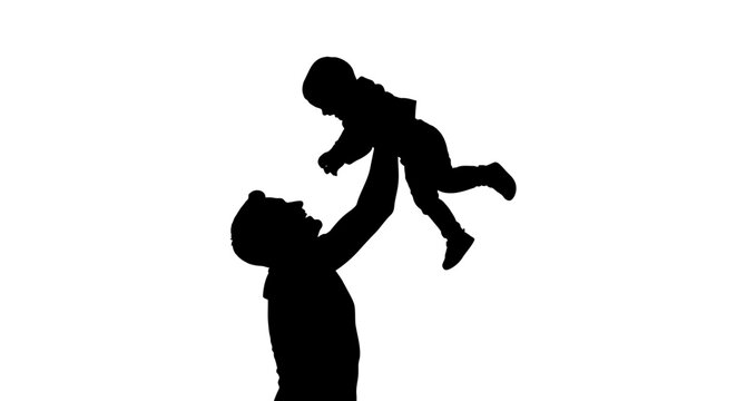 Father and child silhouette a heartwarming moment of playful affection and joyful connection