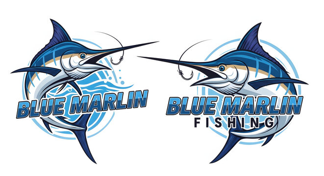 Blue Marlin Fishing Logo Design for Marine Adventures and Sports Fishing Events