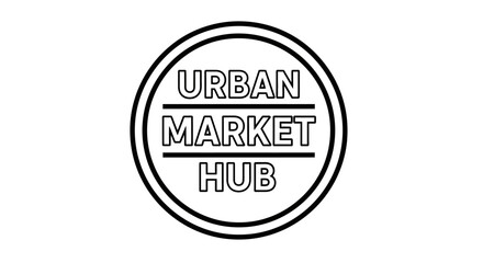 Obraz premium Circular logo with text urban market hub in black and white design