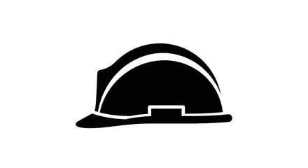 Fototapeta premium Black and white vector illustration of a construction helmet on white background