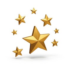 Obraz premium Shiny gold stars floating in a circle for ranking and review rating