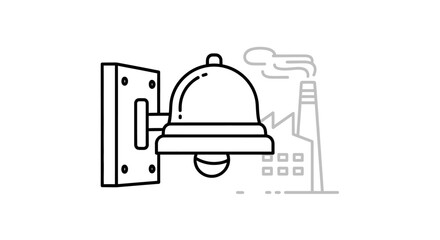 Fototapeta premium Industrial bell illustration with factory smoke stack concept for commercial use
