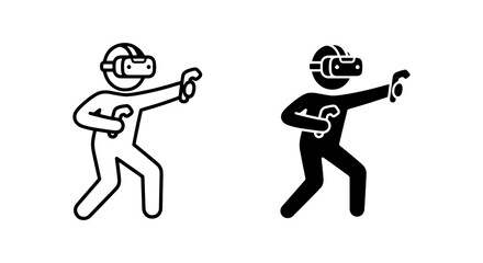 two person vector set of virtual reality headset user with controllers © Mahfuz