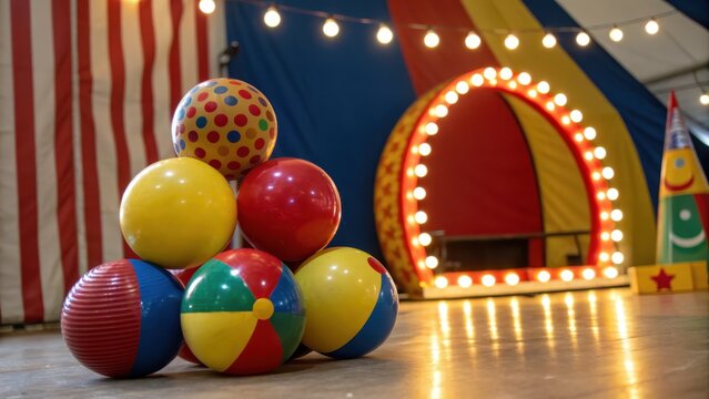 Brightly Colored Juggling Balls at the Circus