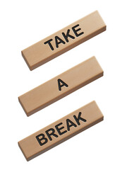 Naklejka premium Take a break symbol. Concept words Take a break on wooden blocks.Business and Take a break concept. Copy space.Supports PNG files with transparent backgrounds.