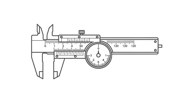 Precise vernier caliper tool illustration against a clean white background