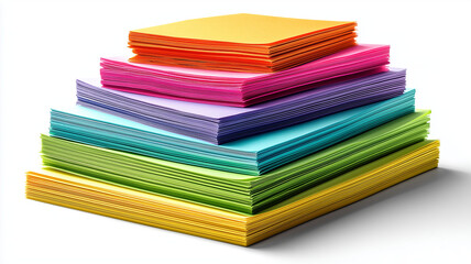 Fototapeta premium Colorful paper sheets stacked in pyramid shape