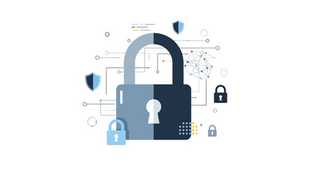Digital Security Padlock Icon Represents Data Protection. © Danang