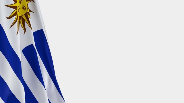 Uruguay Flag 3D Left Side, Waving National Symbol with Copy Space - 3D rendering