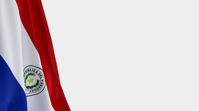 Paraguay Flag on Left Side, Waving National Symbol with Copy Space - 3D rendering