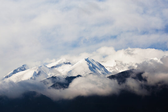 Kutelo peak covered with snow in Pirin Mountains Bulgaria