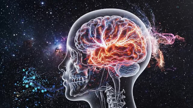Human brain with neural pathways symbolizing conceptual art and dynamic energy