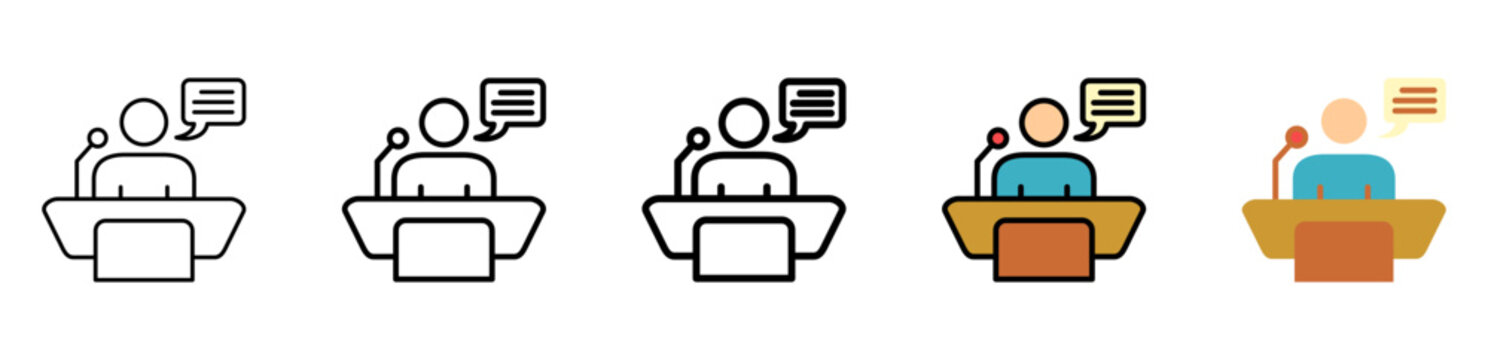 Conference Icon Collection With Different Styles And Colors