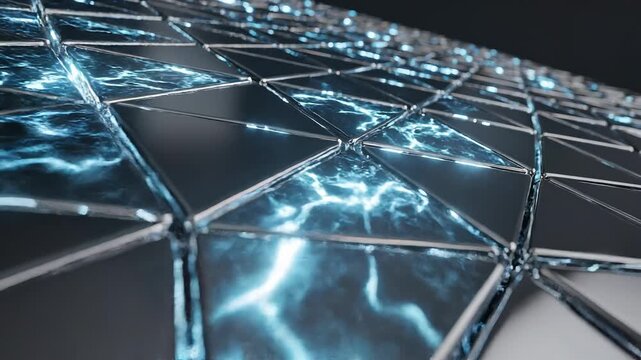 Close-up of glowing blue circuit board.