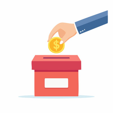 Hand dropping coin into donation box