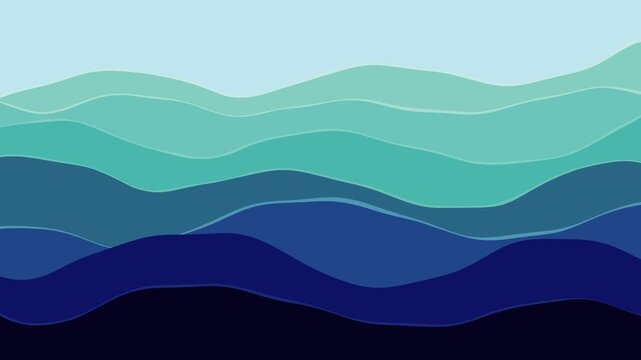 Smooth layered ocean waves in calming blue tones create a relaxing and seamless motion background. Ideal for nature themes, marine projects, presentations, and tranquil visual storytelling.