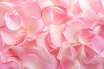 Fototapeta premium A full frame close up view of delicate pink rose petals filling the entire frame.