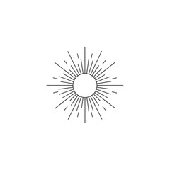 Fototapeta premium Stylized Sunburst Emblem with Celestial Globe at Center.
