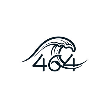 Stylized wave graphic with numbers 464 integrated.