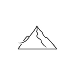 Fototapeta premium Minimalist mountain peak line art icon representing adventure and nature.