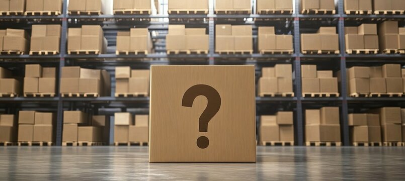 Mysterious Cardboard Box in Industrial Warehouse, Questions Surrounding Unmarked Delivery Stack