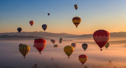 Naklejka premium Hot air balloons in flight.