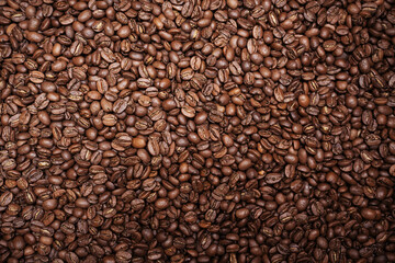 Obraz premium Full Frame Texture of Premium Medium-Roasted Aromatic Coffee Beans