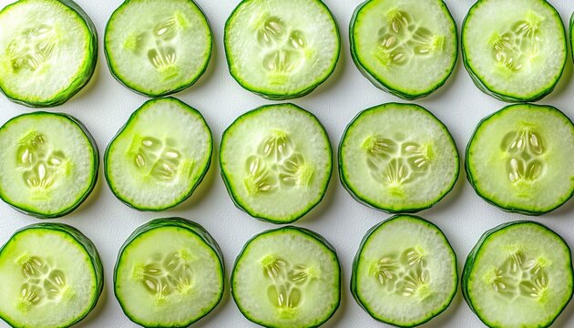 Artistic Flat Lay Still Life Featuring Detailed Round Slices of Pale Translucent Organic Produce