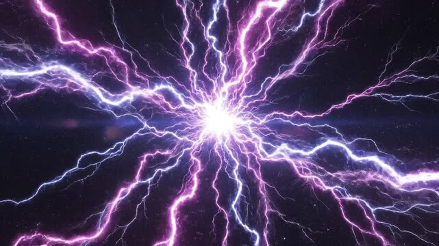Cosmic lightning burst in space highlighting geometric patterns and contemporary art