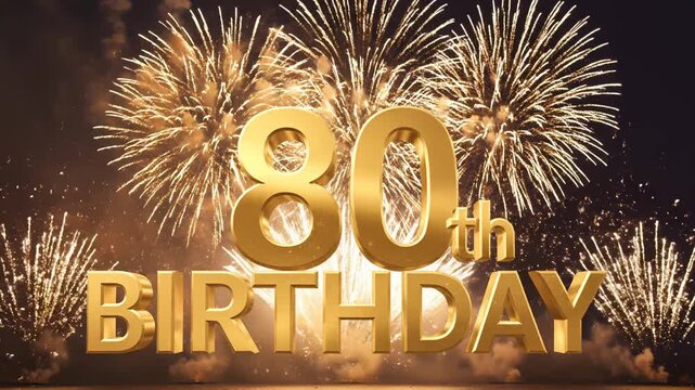 80th Birthday Celebration with Fireworks perfect for UI/UX design and motion graphics