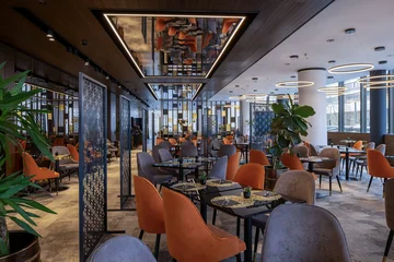 Fotobehang Hotel chique Modern luxury hotel restaurant interior  © rilueda