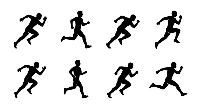 vector running man icons on white background
