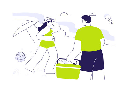 Beach picnic isolated cartoon vector illustrations.