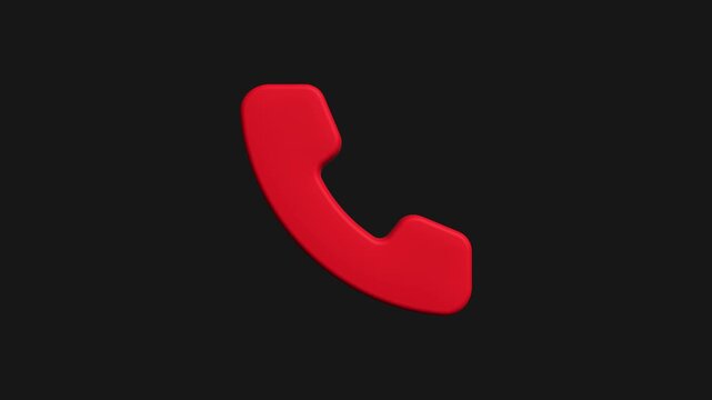 3d red phone handset symbol for calling or ending a call